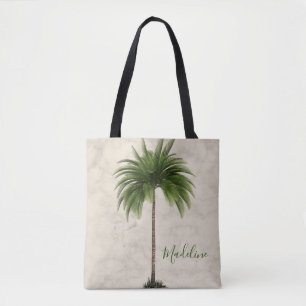 Bolsa Tote Palmeira Tropical Marble Champagne Elegante