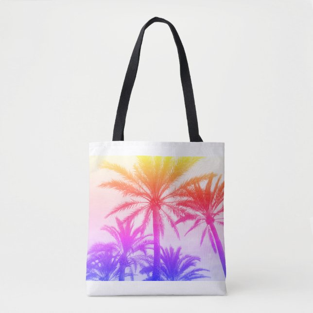 Bolsa Tote palmeira tropical no verão, anos 80-retrô (Frente)