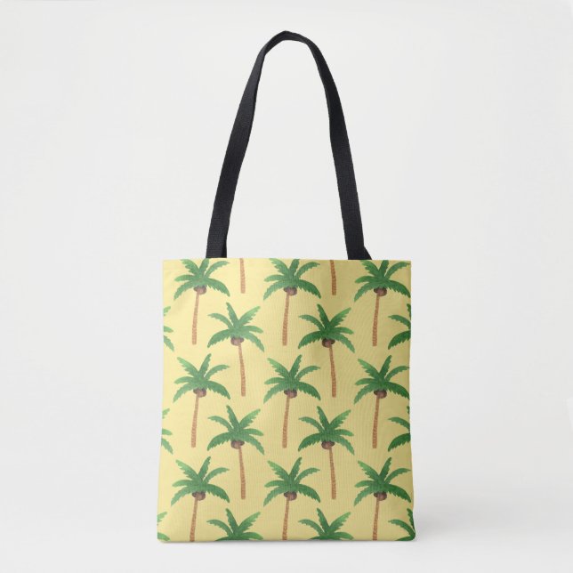 Bolsa Tote Palmeiras aquarelas, fundo tropical. (Frente)