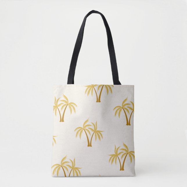 Bolsa Tote Palmeiras Douradas: Têxtil Tropical. (Frente)