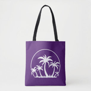 Bolsa Tote Palmeiras e pôr do sol em branco