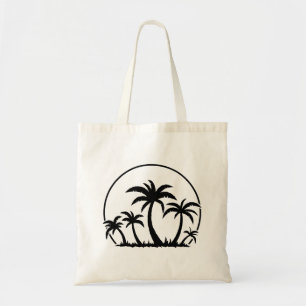 Bolsa Tote Palmeiras E Pôr do Sol em Preto