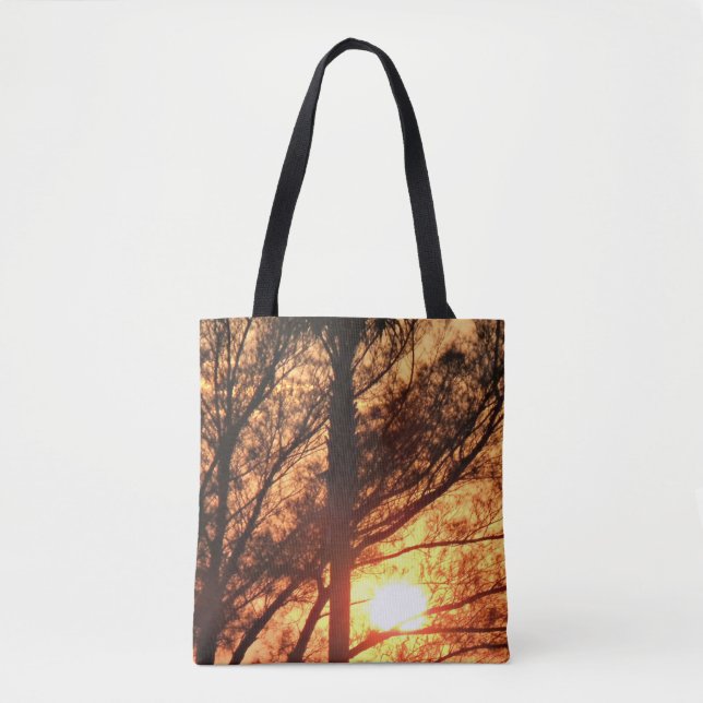 Bolsa Tote Palmeiras Ensolaradas Horizonte Quente (Frente)