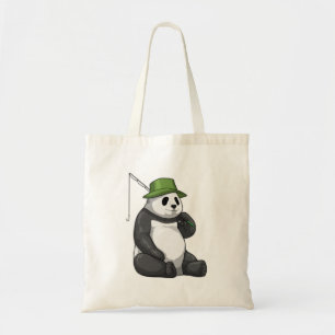 Bolsa Tote Panda a pescar com cana de pesca