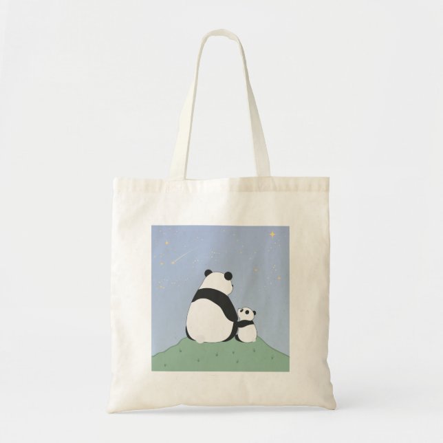 Bolsa Tote Panda Bonita Sob Estrelas (Frente)