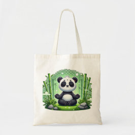 Bolsa Tote Panda Branca e Negra Cheio Comendo Bambu