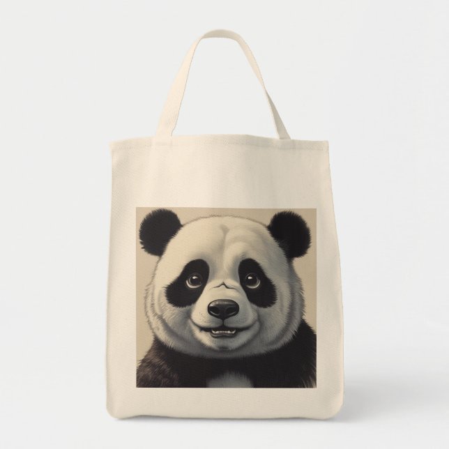 Bolsa Tote Panda Cartoon Drawing Art (Frente)