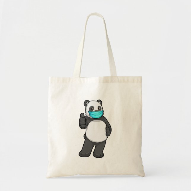 Bolsa Tote Panda com máscara de rosto (Frente)