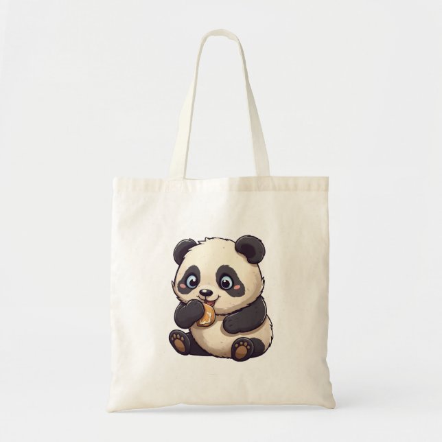 Bolsa Tote Panda comendo um biscoito (Frente)