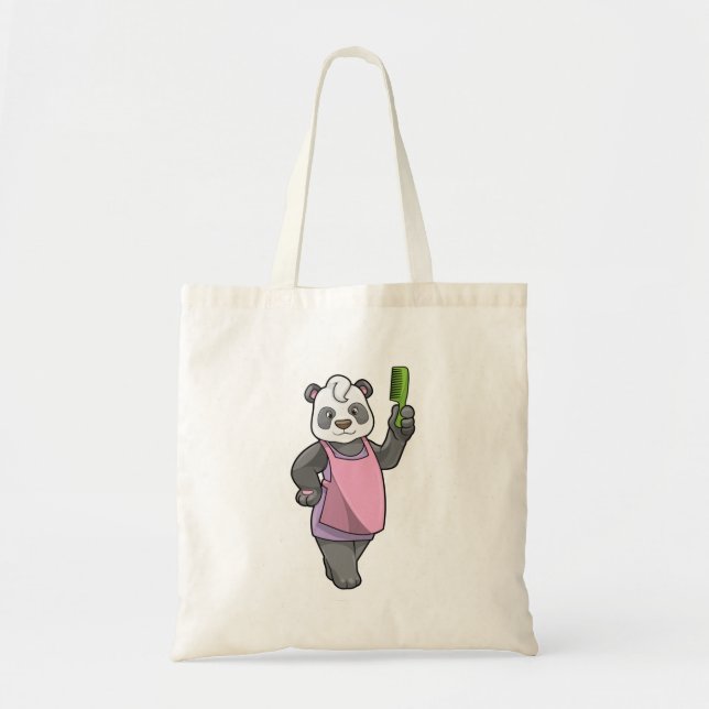 Bolsa Tote Panda como cabeleireiro com Comb (Frente)