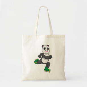 Bolsa Tote Panda como skater em linha com skates Roller