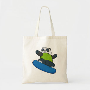 Bolsa Tote Panda como Snowboarder com Snowboard
