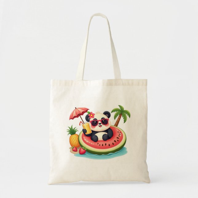 Bolsa Tote 🐼 Panda em Flutuador de Kiwi Estilo Ve (Frente)