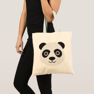 Bolsa Tote Panda Face Black and White Bear