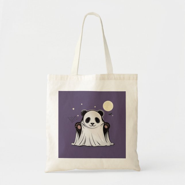 Bolsa Tote Panda Fantasma Fofo Sob a Lua  (Frente)