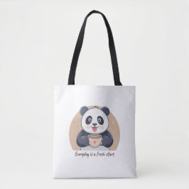 Bolsa Tote Panda Fofo com Café