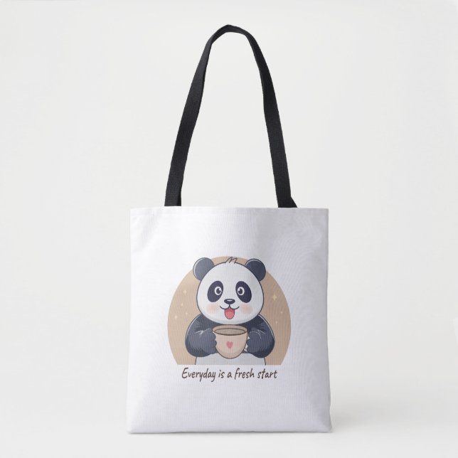 Bolsa Tote Panda Fofo com Café (Frente)