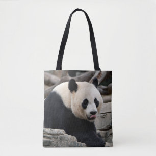 Bolsa Tote Panda gigante em rochas