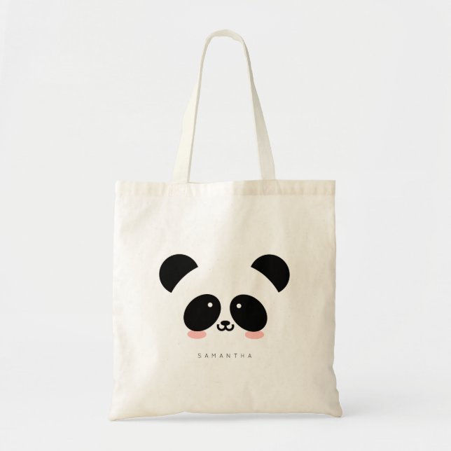Bolsa Tote Panda Kawaii| Adicione Seu Nome (Frente)