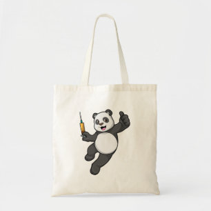 Bolsa Tote Panda na Vacinação com Seringa