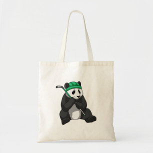 Bolsa Tote Panda no hóquei no gelo com bastão de hóquei no ge