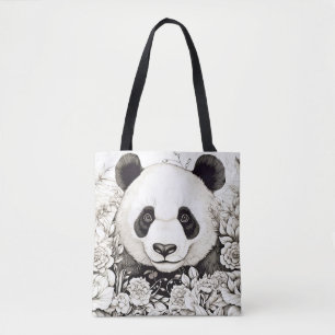 Bolsa Tote Panda Peaceful Nature Prairie Estilo de Desenho