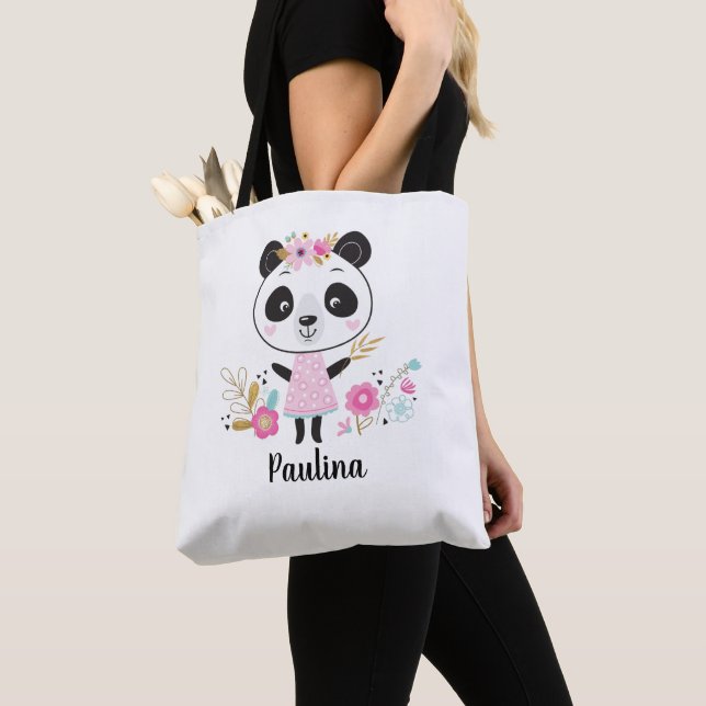 Bolsa Tote Panda rosa-branca (Close Up)