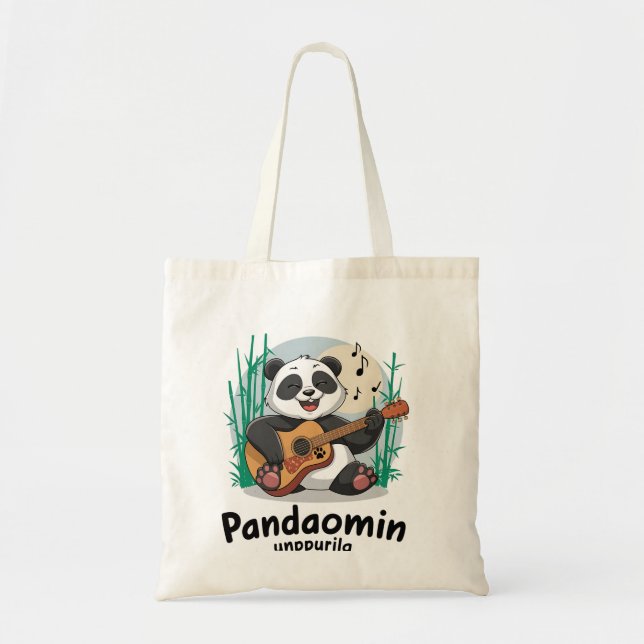 Bolsa Tote Panda Tocando Violão - Diversão Musical Panda (Frente)