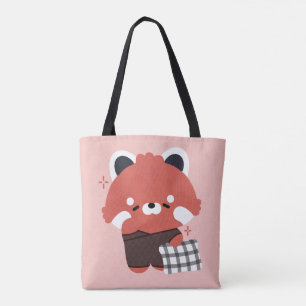 Bolsa Tote Panda Vermelha Bonita com Sono