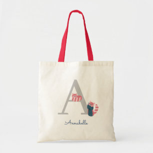 Bolsa Tote Panda Vermelha Monograma - Letra A Tote Bag
