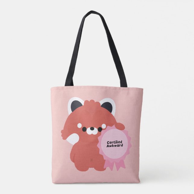 Bolsa Tote Panda Vermelho Desajeitado Certificado (Verso)
