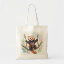 Bolsa Tote Panda Vermelho Equilibrando No Balanço
