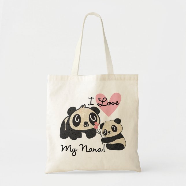Bolsa Tote Pandas eu amo minha Nana (Frente)
