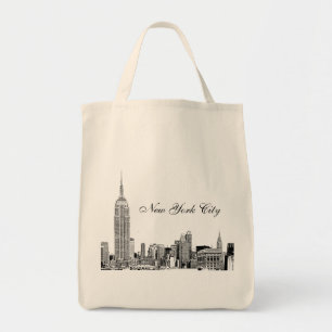 Bolsa Tote Panorama da Cidade de Nova York Gravado 01