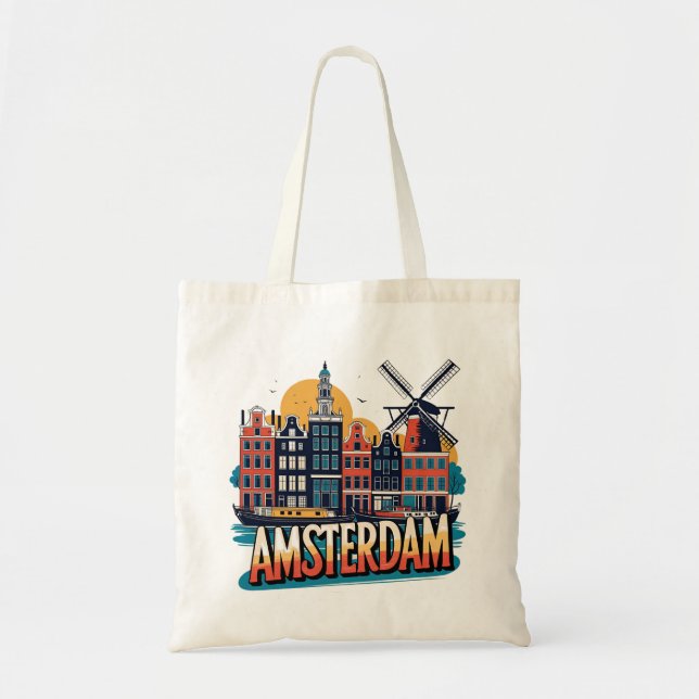 Bolsa Tote Panorama de Amsterdã (Frente)