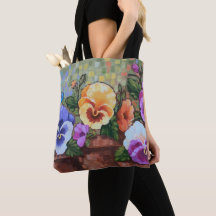 "Pansies coloridos" 16" x 16" sacola
