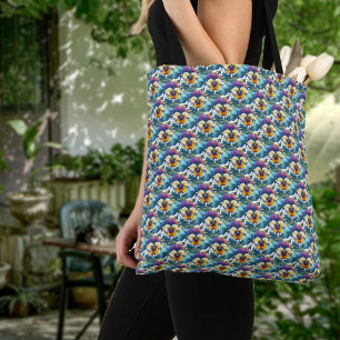 Bolsa Tote Pansy Garden - Padrão Floral Moderno Colorido