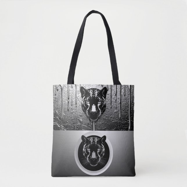 Bolsa Tote Pantera Preta Com Efeito de Pintura a Gotejar 🐆 (Frente)