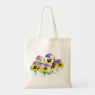 Bolsa Tote Panteras Amarelas Púrpuras De Aquarela Floral Russ