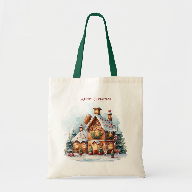 Bolsa Tote Pão de Gengibre Casa Feriado Tote Bag (Frente)