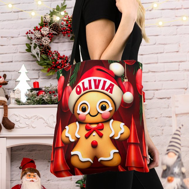 Bolsa Tote Pão de Gengibre Natal personalizado Mulheres (Criador carregado)