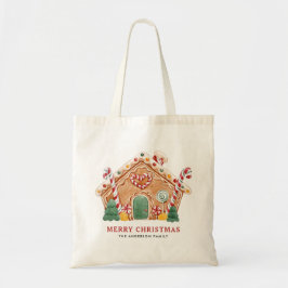 Bolsa Tote Pão-de-Pão Festivo Aquarela Natal