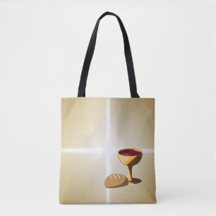 Bolsa Tote Pão e Vinho A última comuna de Páscoa de jantar