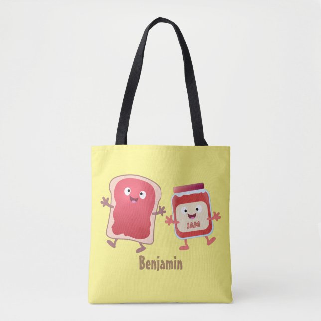 Bolsa Tote Pão engraçado e personagens de desenho animados de (Frente)