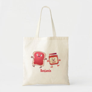 Bolsa Tote Pão engraçado e personagens de desenho animados de