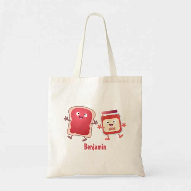 Bolsa Tote Pão engraçado e personagens de desenho animados de (Frente)
