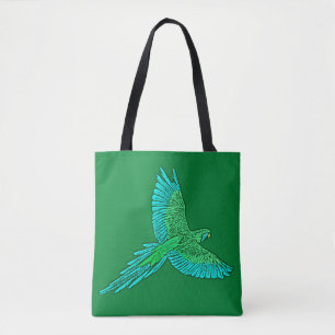 Bolsa Tote Papagaio a Voo, Jade Green e Turquoise