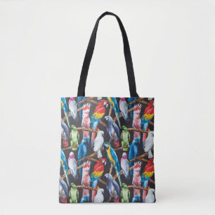Bolsa Tote Papagaio brilhante: papel de parede a aquarela tro