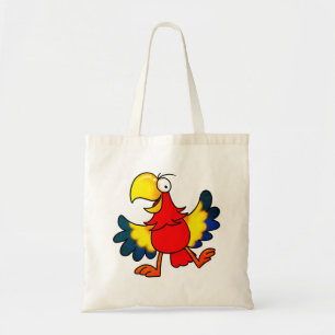 Bolsa Tote Papagaio Colorido Divertido de Desenho Animado