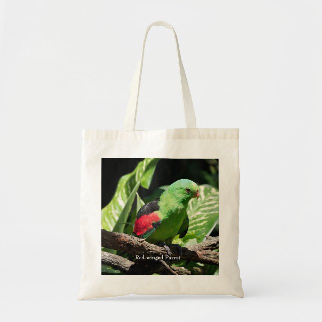 Bolsa Tote Papagaio de asas vermelhas no Limbo das árvores (Frente)